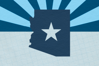 Arizona State shape over the Flag of Arizona