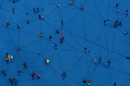 Image of People from above connected by lines
