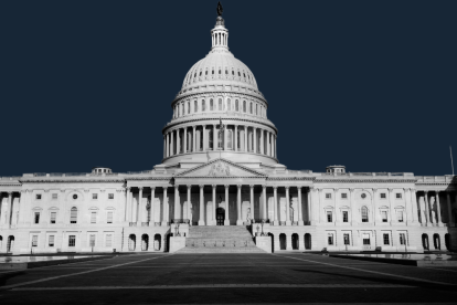 A picture of the U.S. Capitol on a dark background