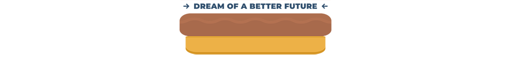 A sandwich graphics that reads "Dream of a better Future"