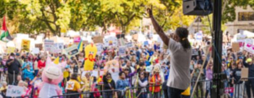 Crowd gathered in public