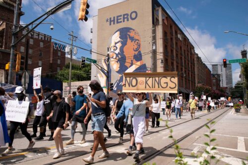 Marchers ata. No Kings protest in Atlanta