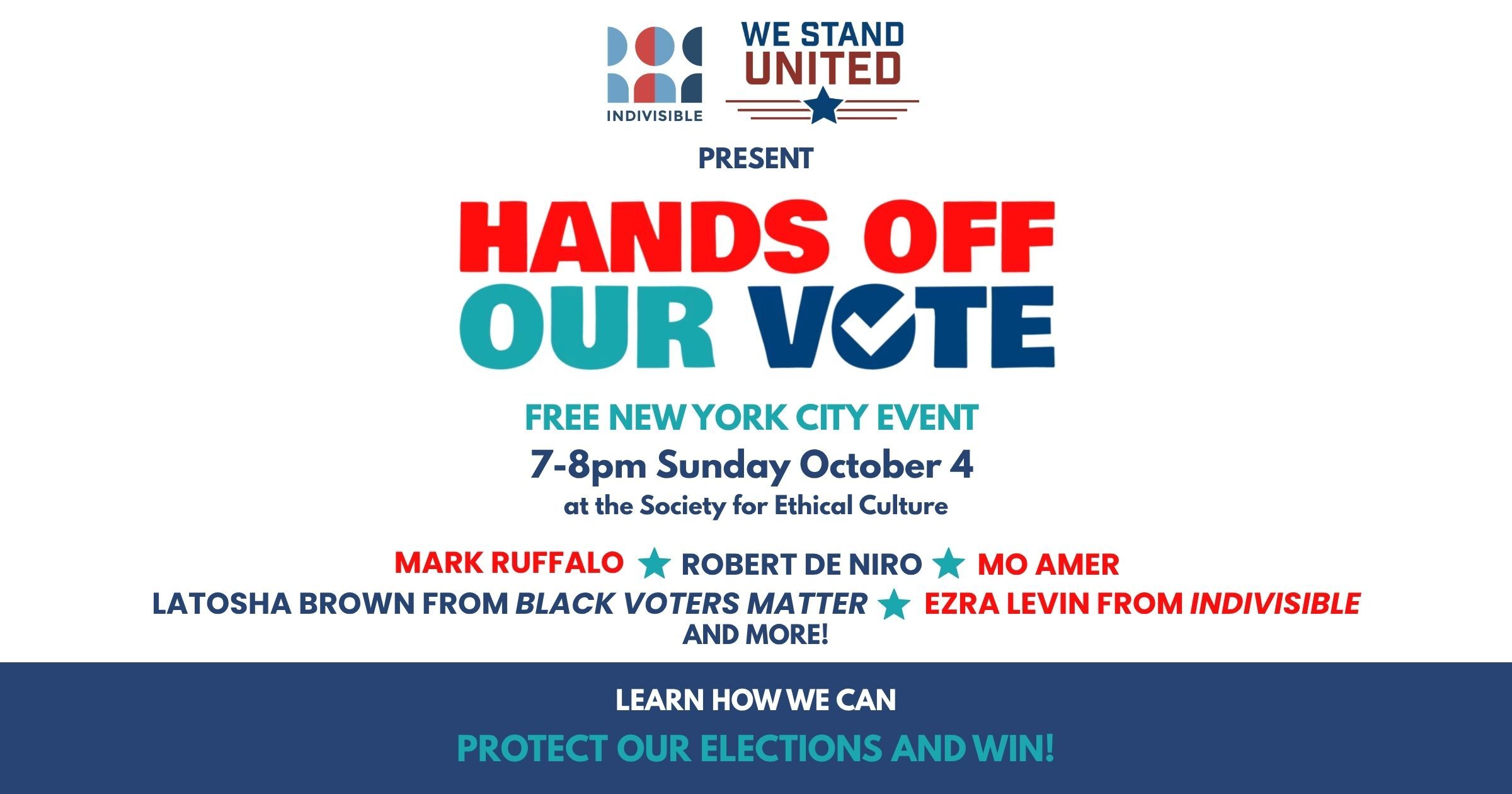 Hands Off Our Vote live NYC event: Protecting Our Elections