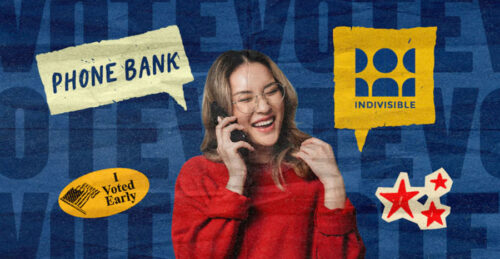 A woman making calls